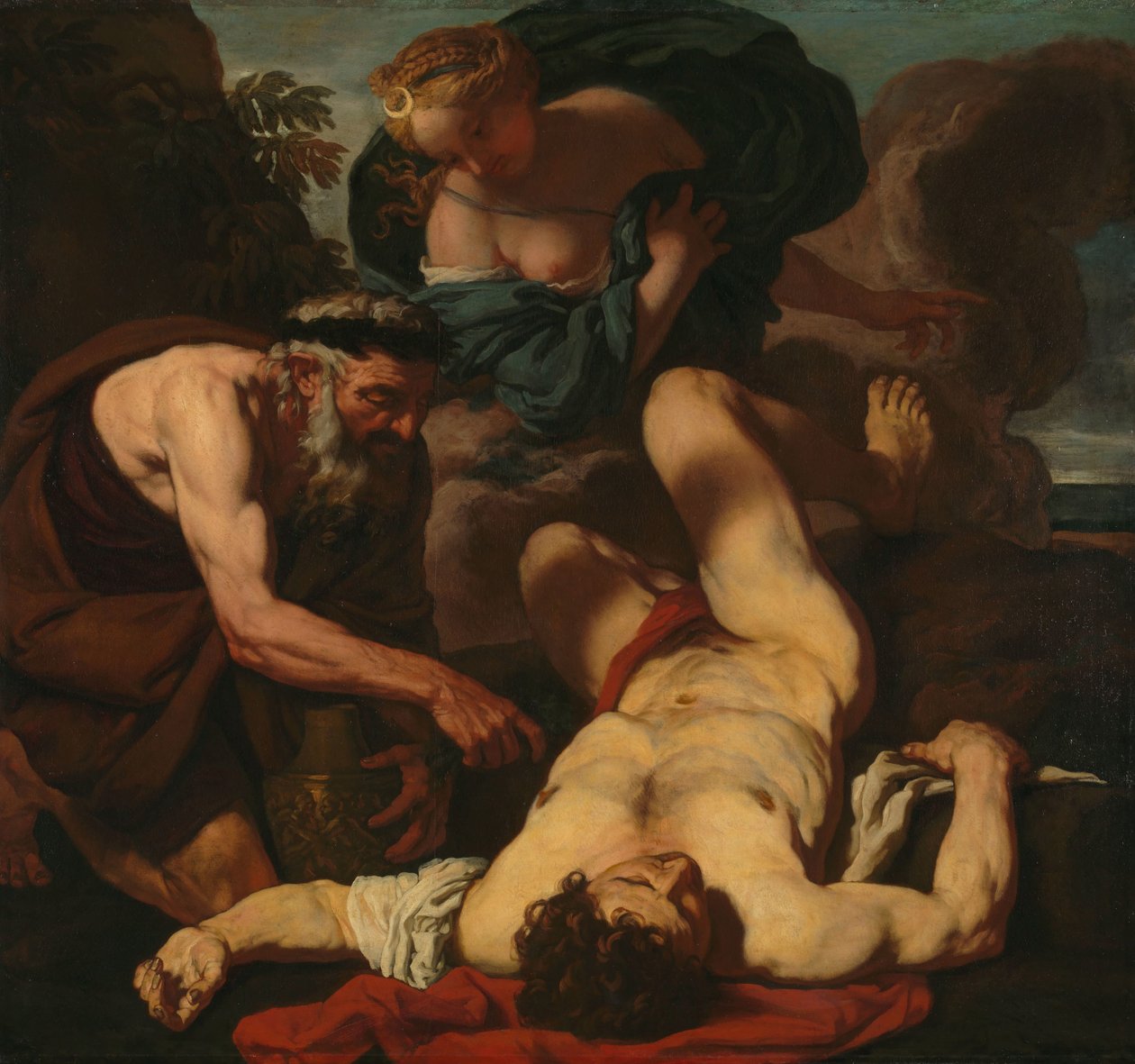 Selene e Endymion (anteriormente intitulado The Death of Orion) de Johann Carl Loth (attributed to)