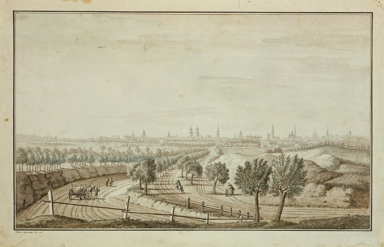 Vista, de, a, Hallesch, portão de Johann Carl Wilhelm Rosenberg