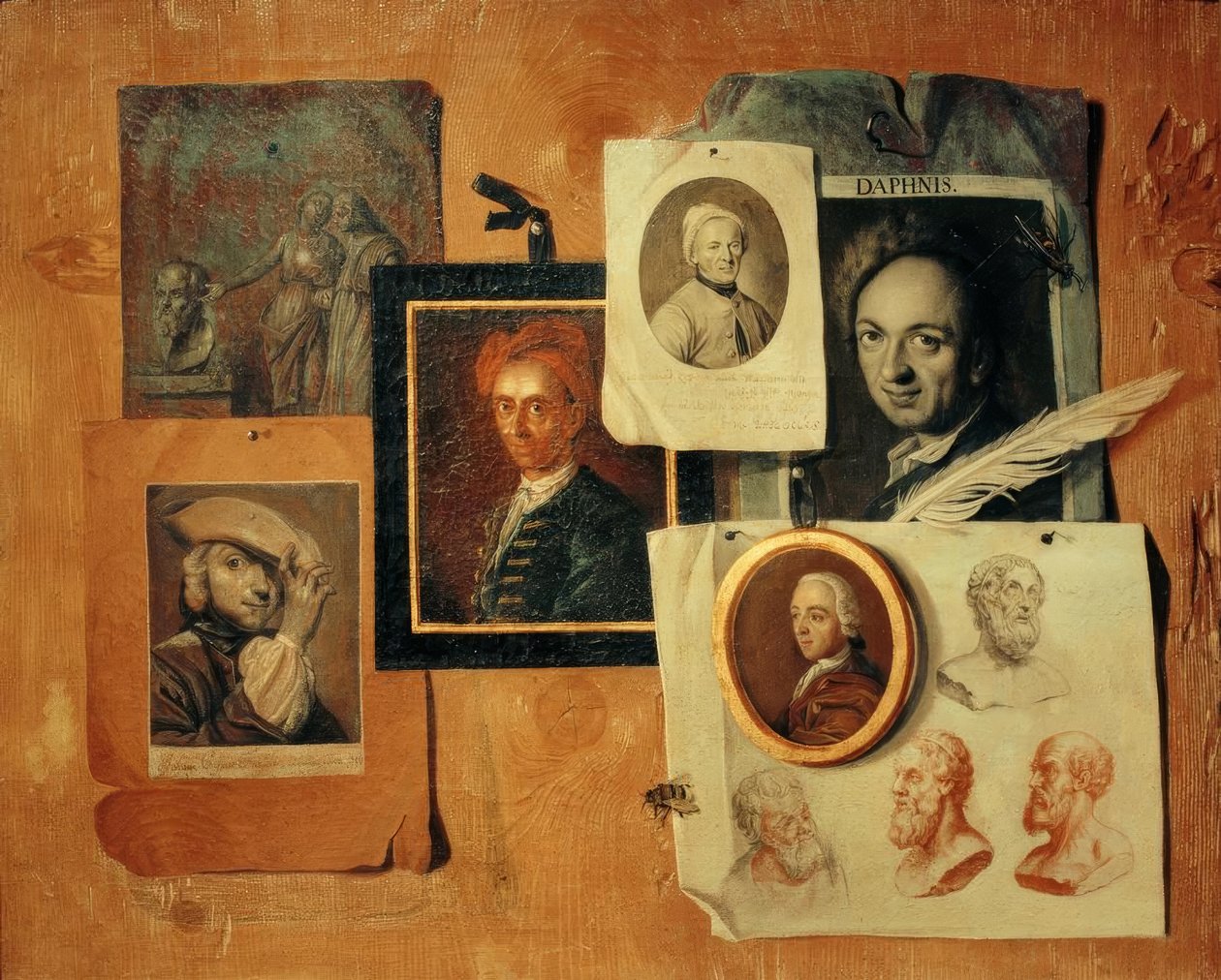 Quodlibet com retratos de contemporâneos e cabeças antigas de Johann Caspar Füssli