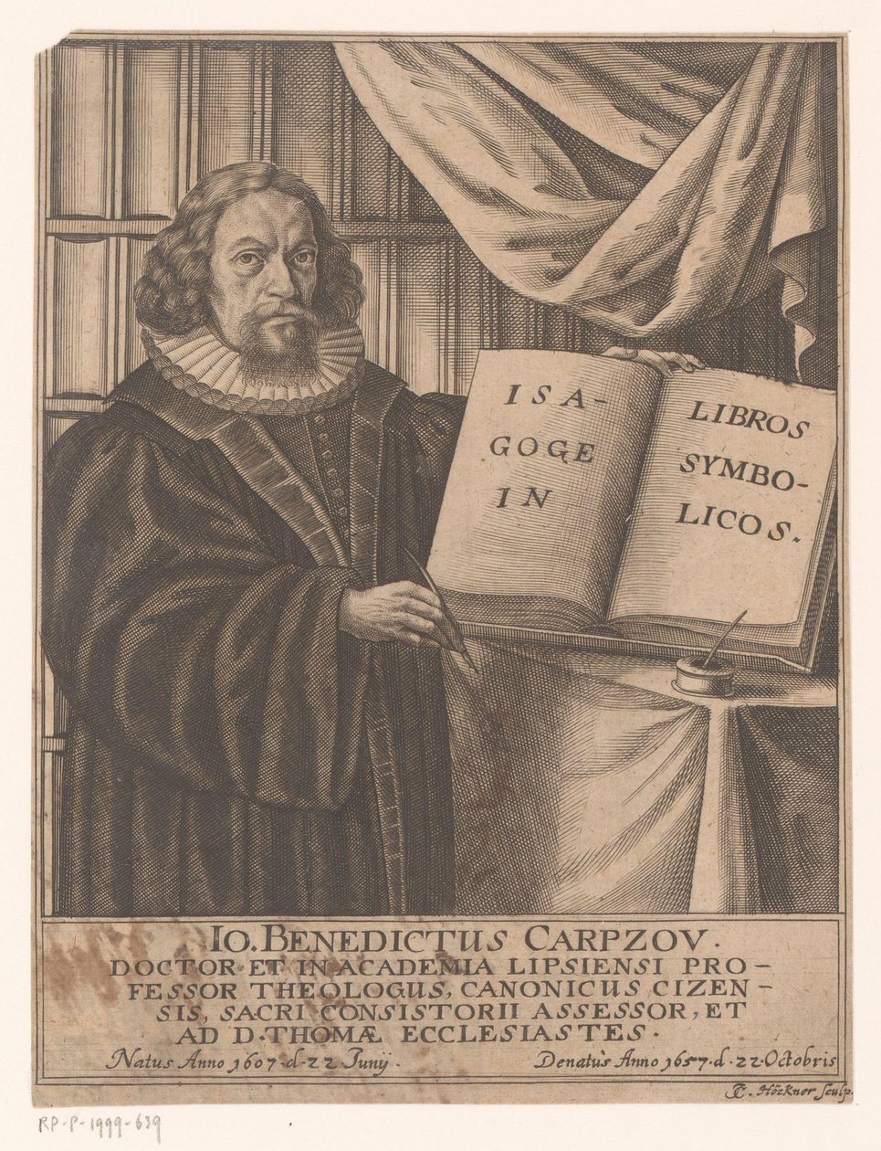 Retrato de Johann Benedict Carpzov de Johann Caspar Hoeckner