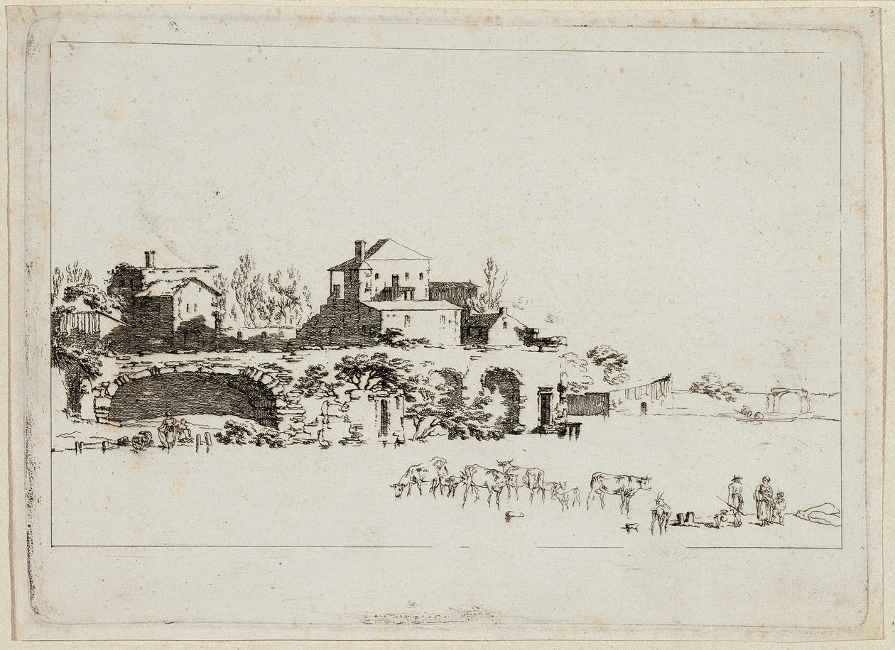 Paisagem com cabanas de Johann Christian Brand
