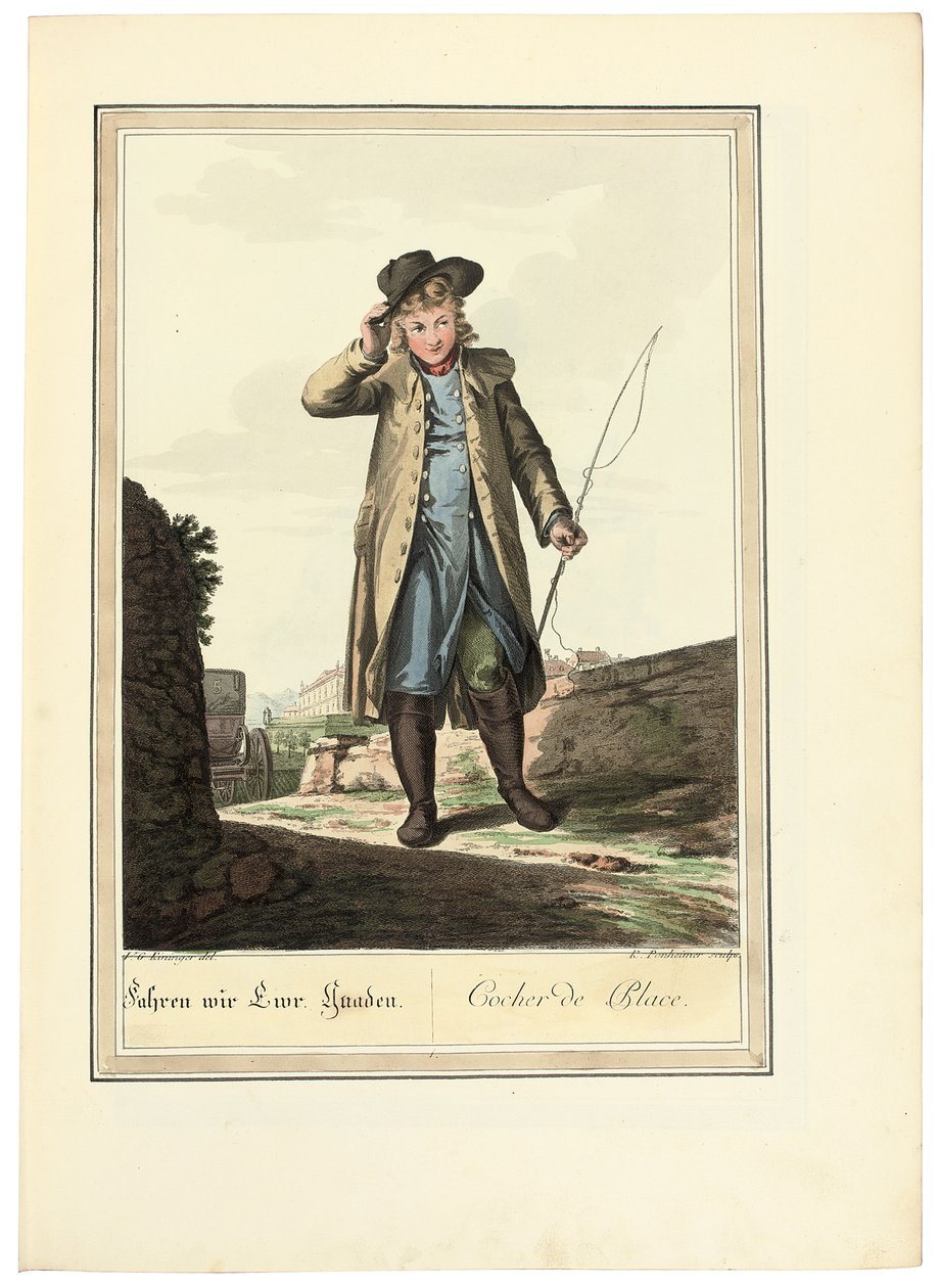 O cocheiro; Cocheiro de lugar, 1781 ou posterior de Johann Christian Brand