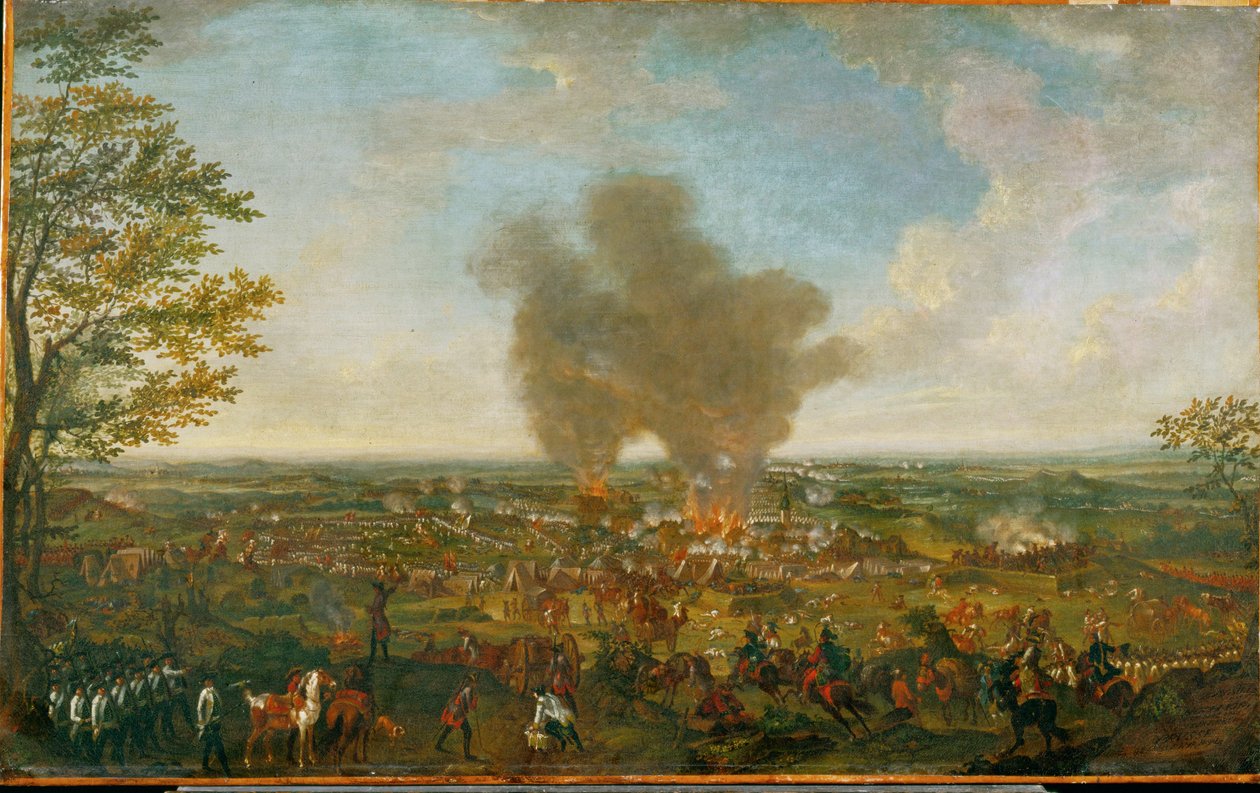 A batalha de Hochkirch ... (pintura sobre tela) de Johann Christian Brand