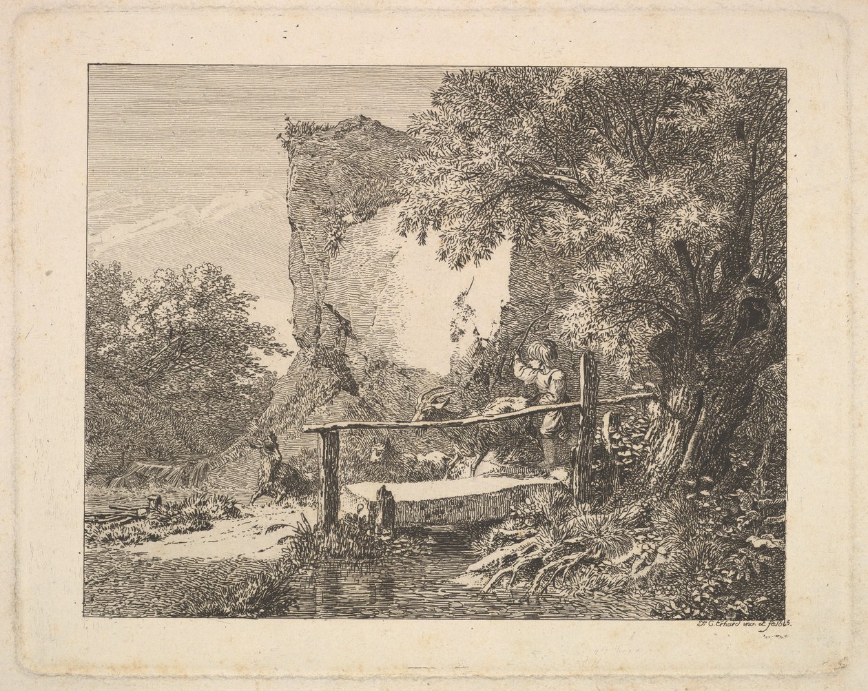 Um menino com três cabras, 1815. de Johann Christian Erhard