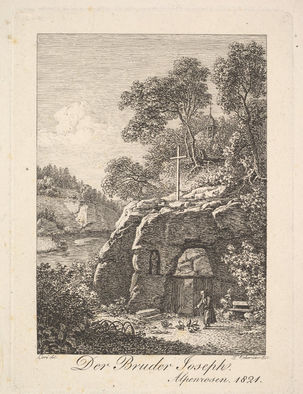Irmão Joseph in the Alps, 1820. de Johann Christian Erhard