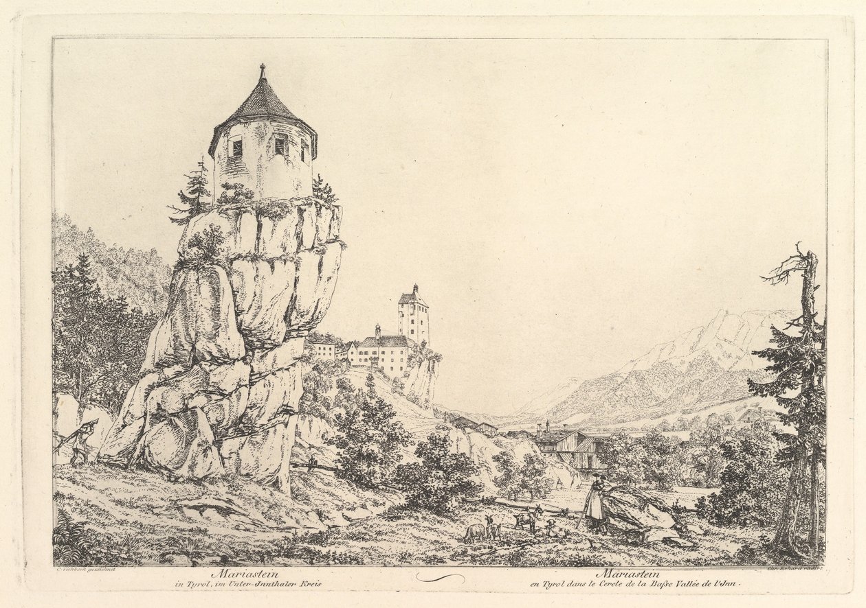 Paisagem, Mariastein no Tirol, início do século XIX. de Johann Christian Erhard