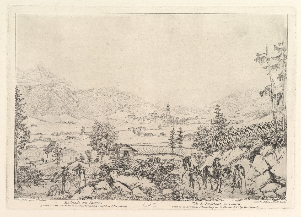 Paisagem Rural, Radstadt am Tauren, início do século XIX. de Johann Christian Erhard