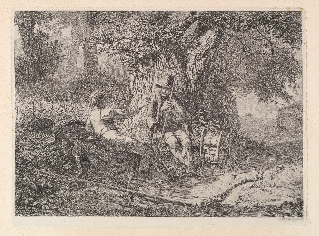 O artista, descansando com seu guia, 1819. de Johann Christian Erhard