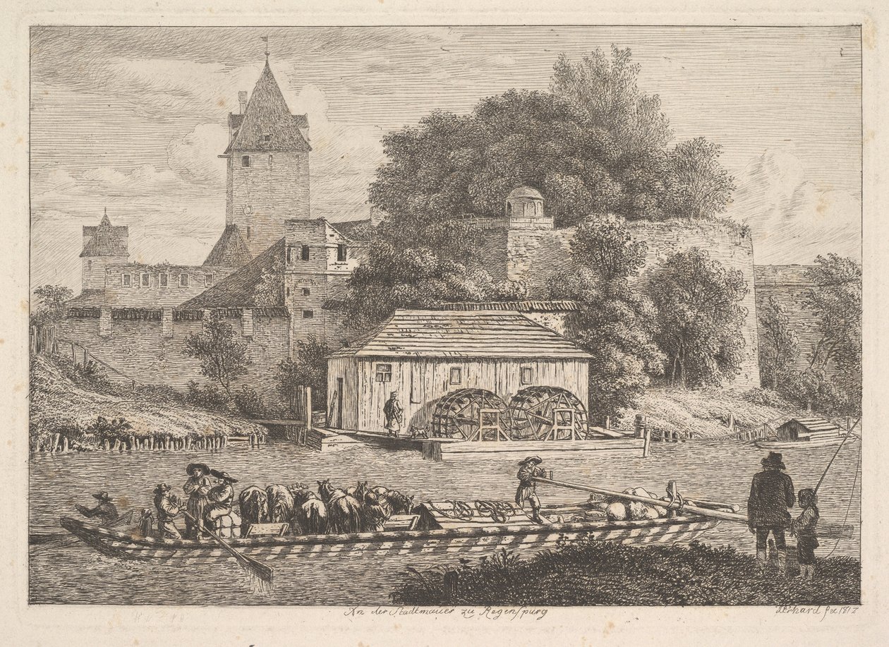 A muralha da cidade de Regensberg, 1817. de Johann Christian Erhard