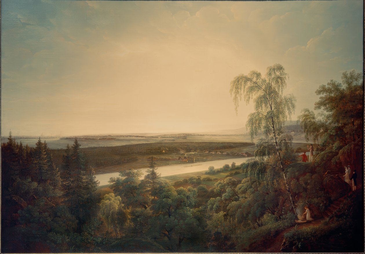 Paisagem do Elba com vista para Dresden de Johann Christian Klengel