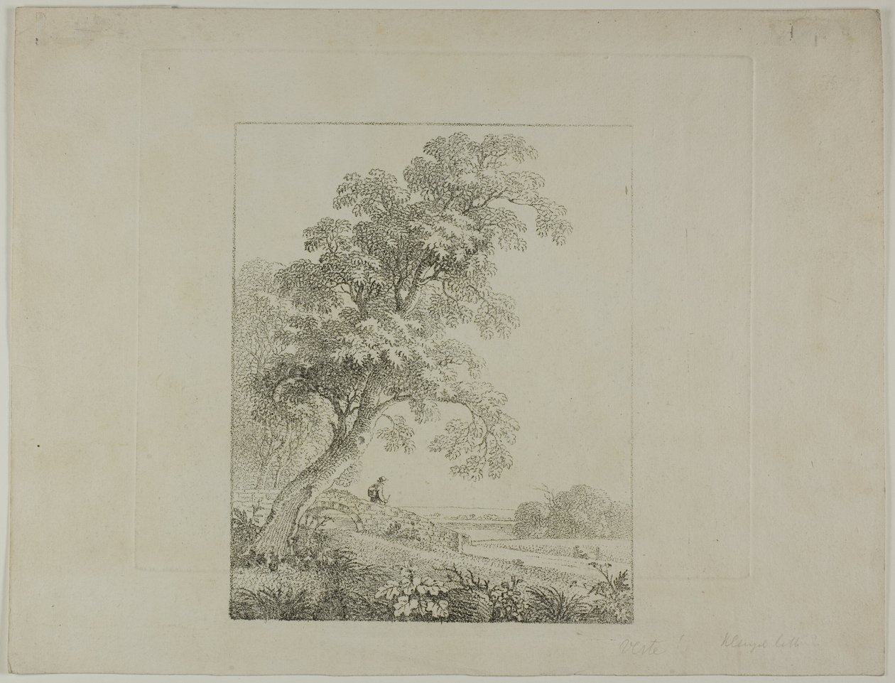 Paisagem com uma grande árvore de Johann Christian Klengel