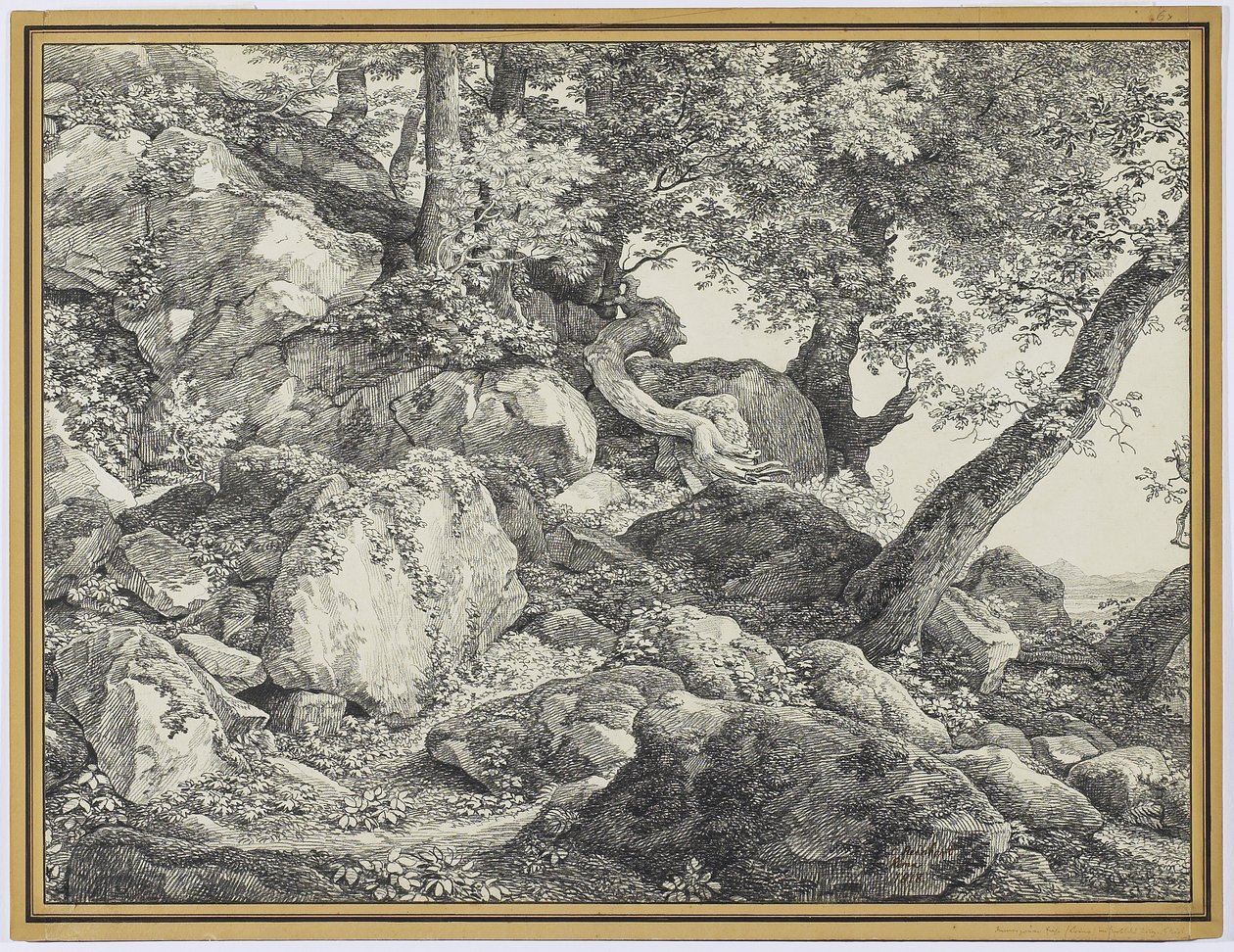 No Parque do Palazzo Chigi, Ariccia, 1818 (grafite e giz preto sobre papel) de Johann Christian Reinhardt