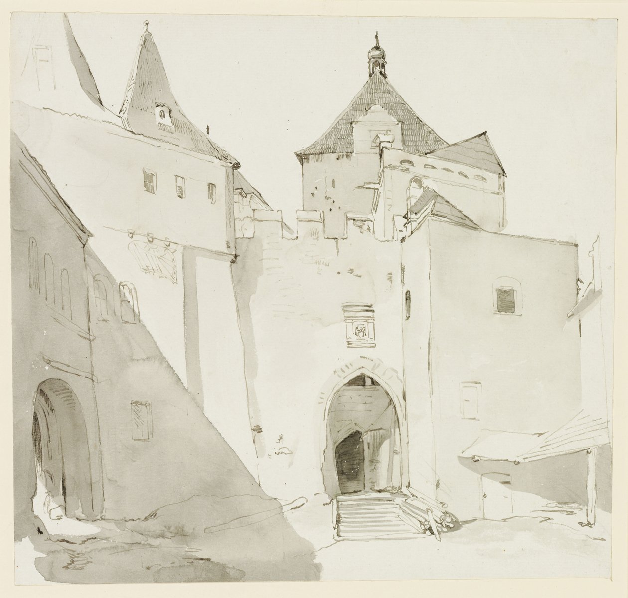 Antiga porta da cidade e edifícios adjacentes de Johann Christian Reinhart