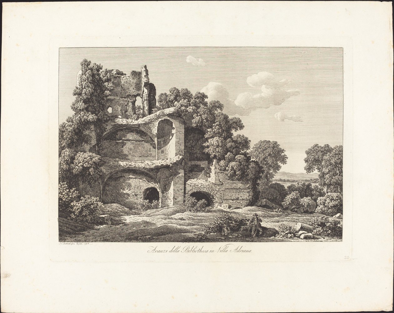 Restos da Bibliotheca em Villa Adriana de Johann Christian Reinhart