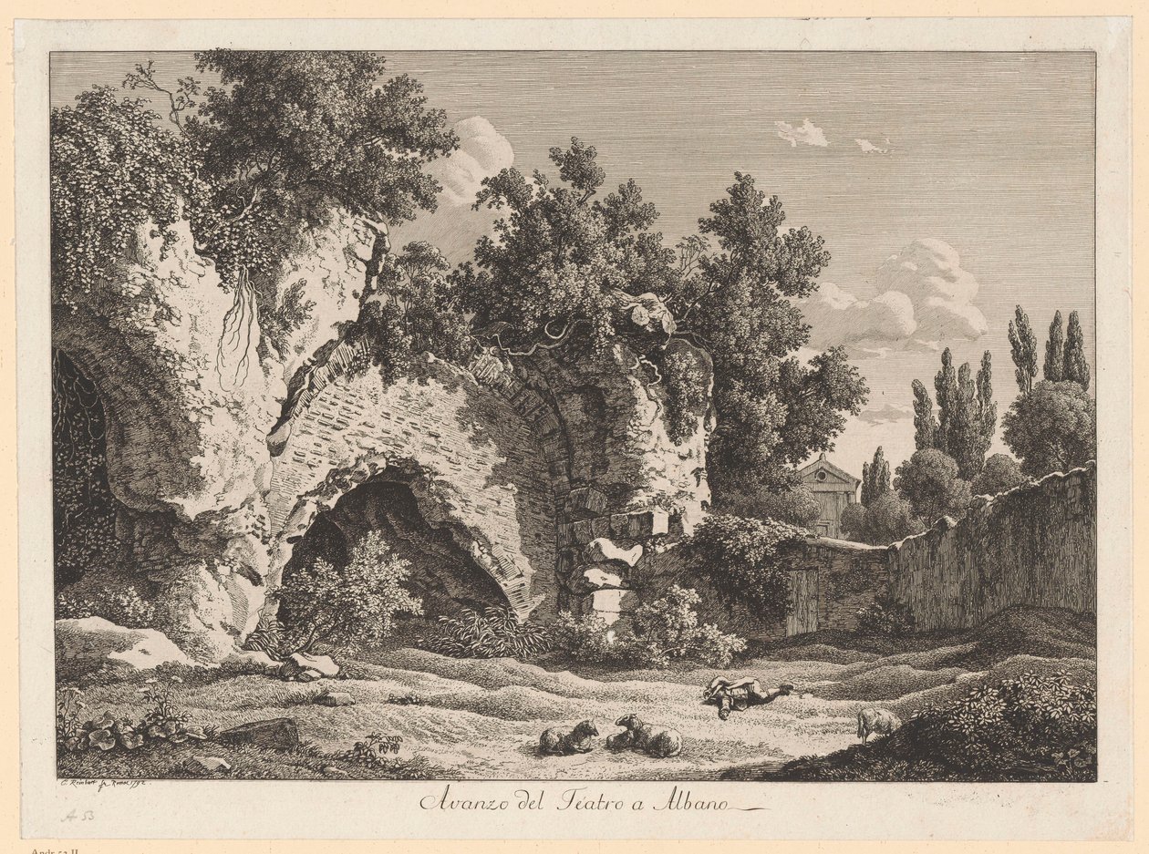 Vestígios do teatro em Albano de Johann Christian Reinhart