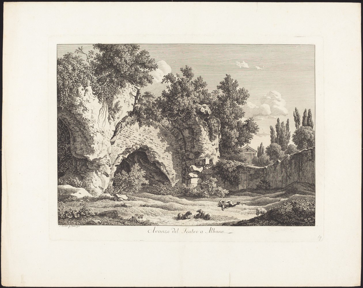 Vestígios do teatro em Albano de Johann Christian Reinhart