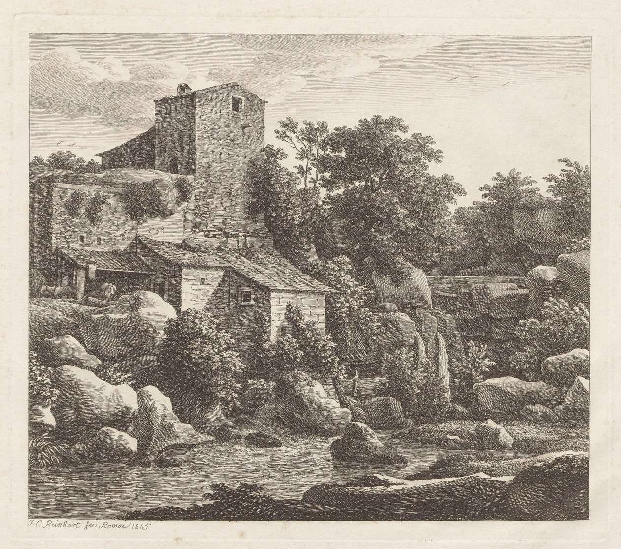 Casa junto a um ribeiro de montanha de Johann Christian Reinhart