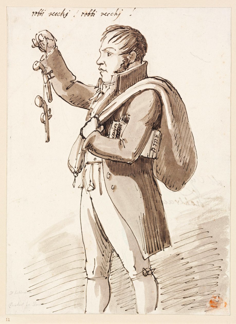 Um vendedor de velharias a oferecer pistolas de Johann Christian Reinhart