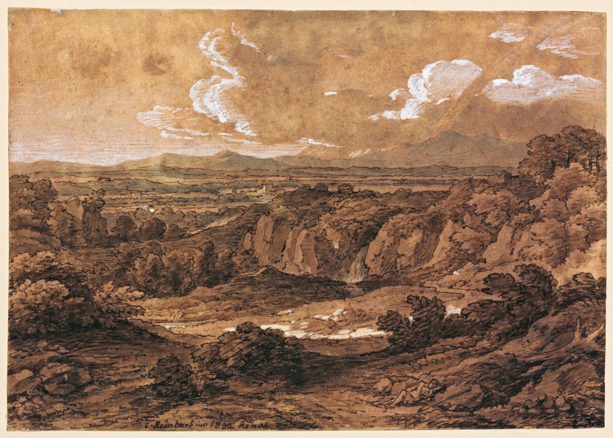 Paisagem florestal rochosa de Johann Christian Reinhart