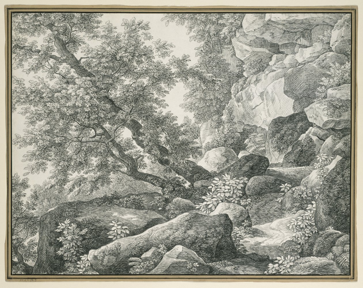 Paisagem rochosa com árvores de Johann Christian Reinhart