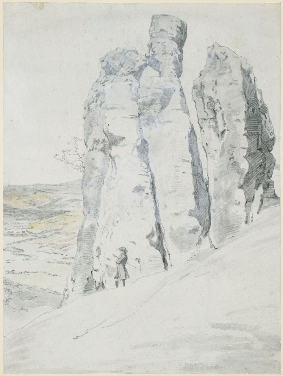 Formação rochosa «Monge e Freira», perto de Eisenach, na Turíngia de Johann Christian Reinhart