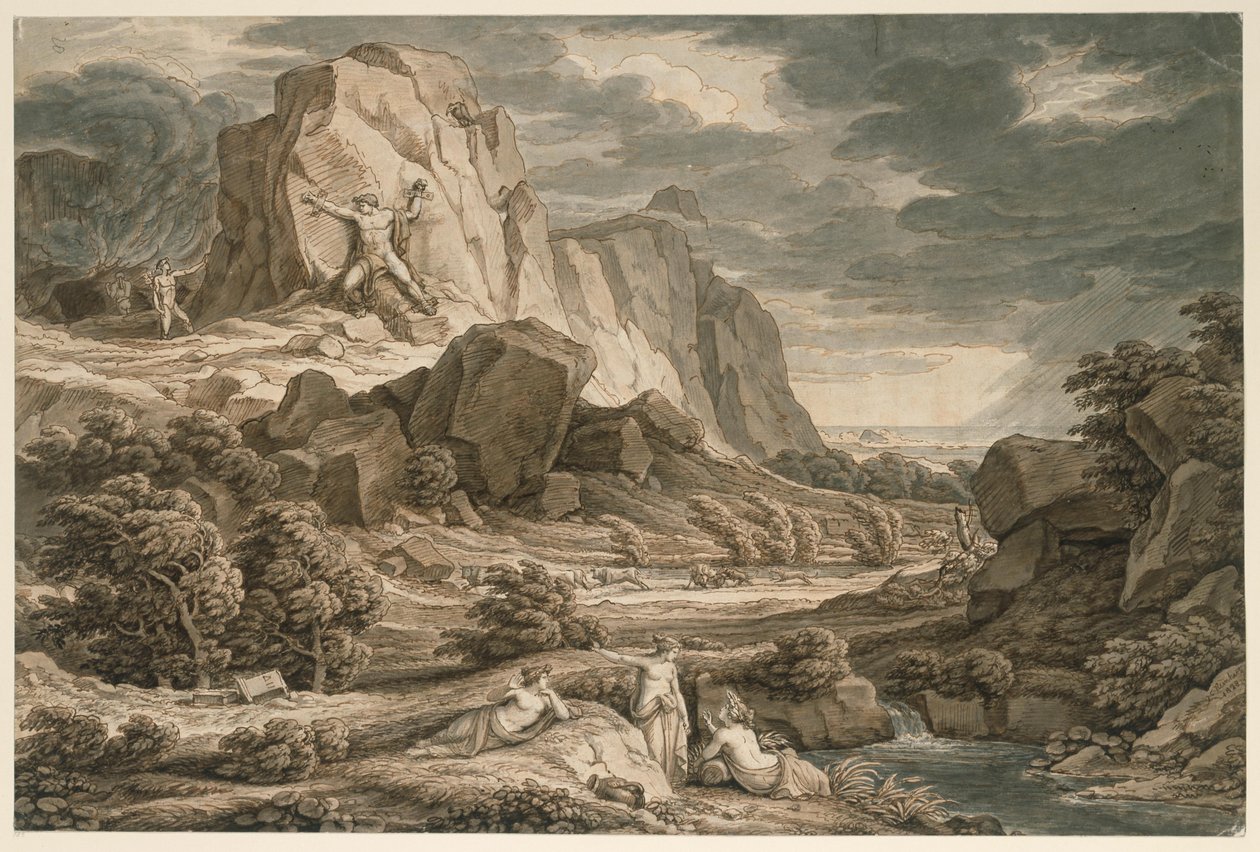 Paisagem heroica com Prometeu de Johann Christian Reinhart