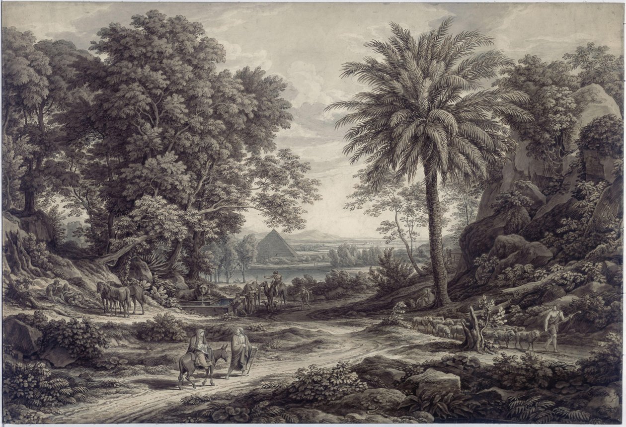 Paisagem ideal com a fuga para o Egito de Johann Christian Reinhart