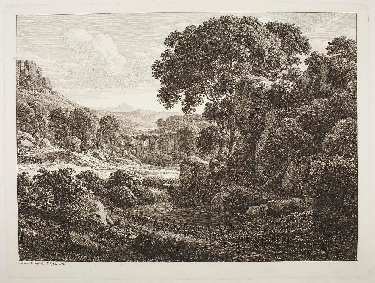 Paisagem italiana com ruínas de Johann Christian Reinhart