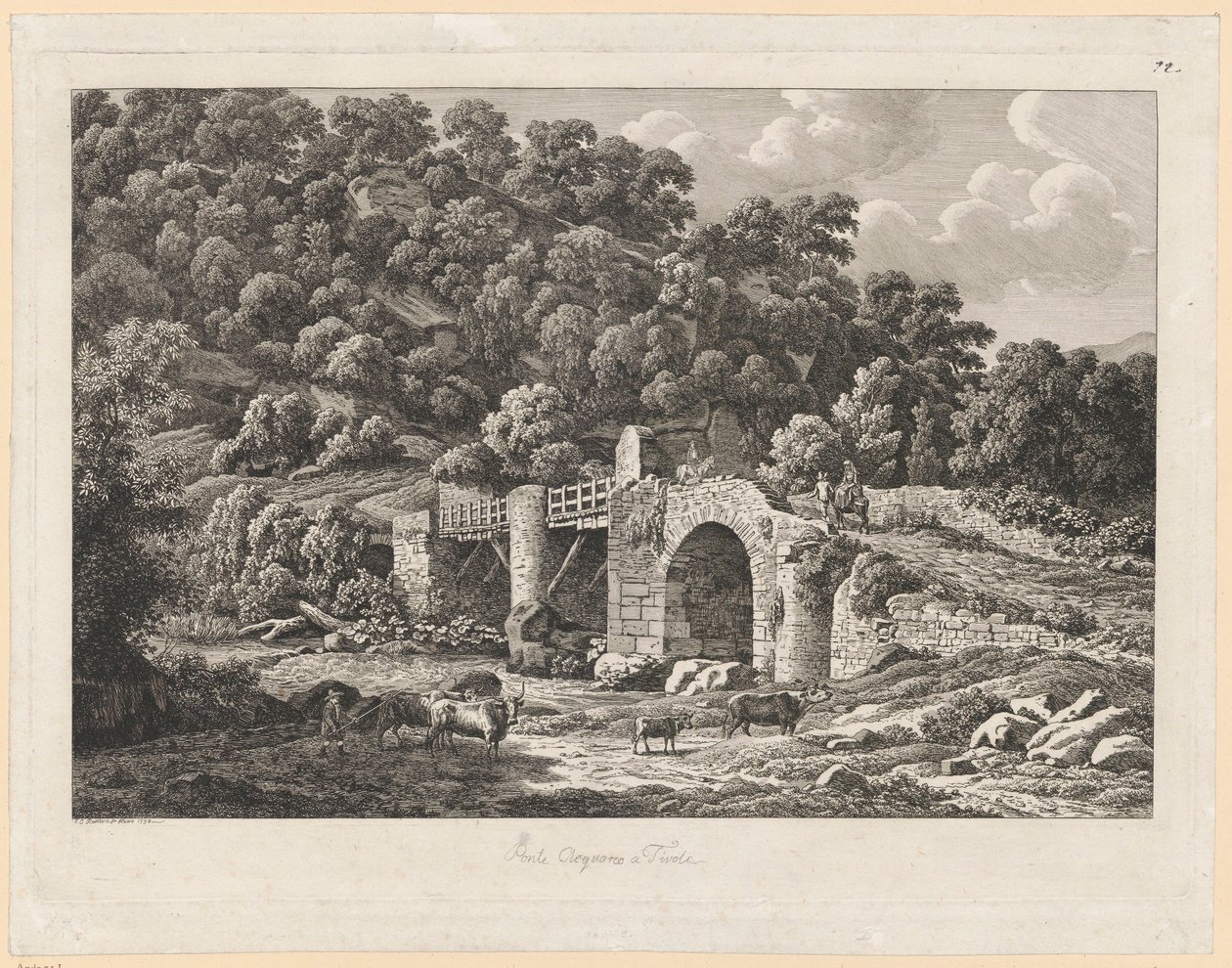 Paisagem - Ponte Aquoreo em Tivoli de Johann Christian Reinhart