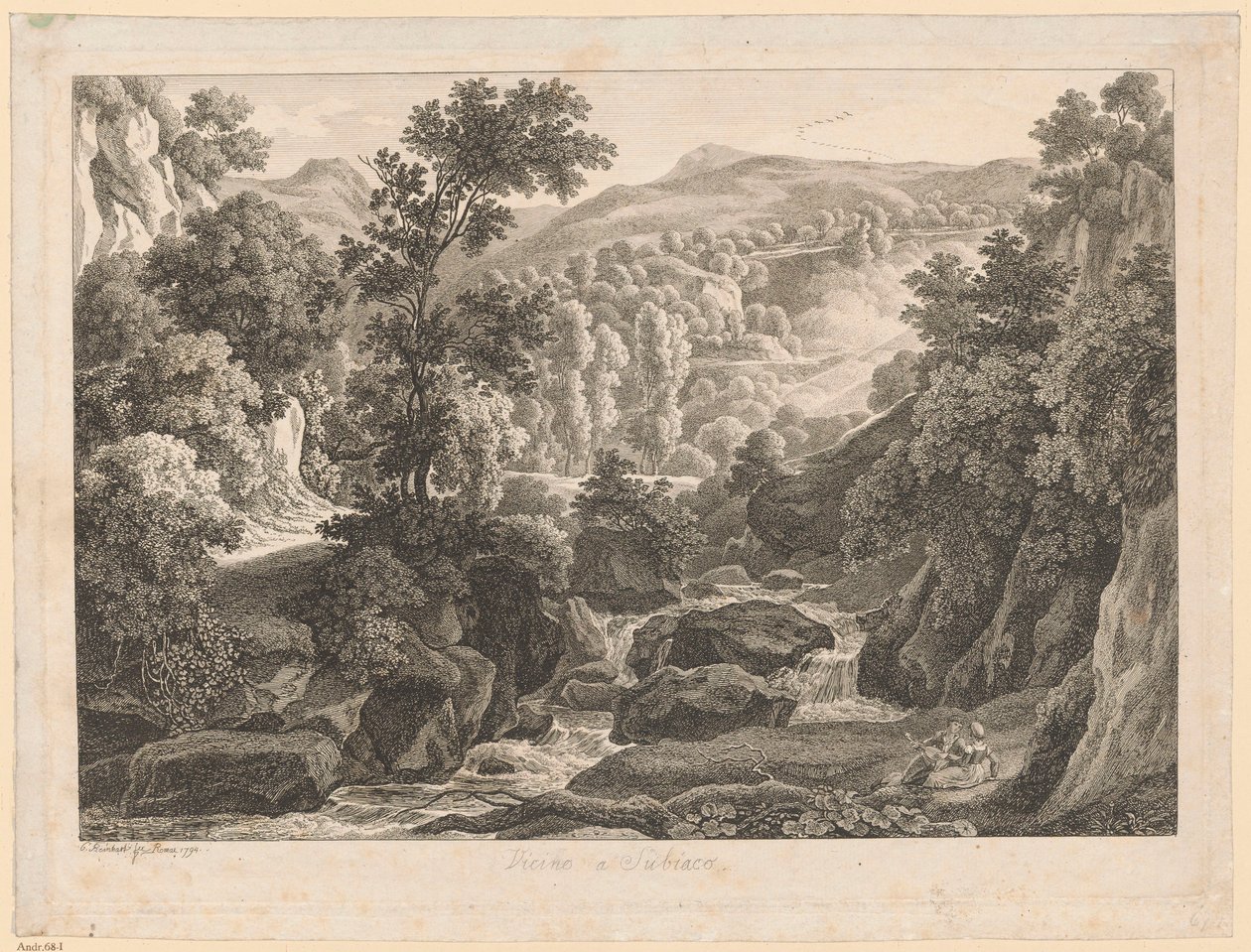 Paisagem - perto de Subiaco de Johann Christian Reinhart
