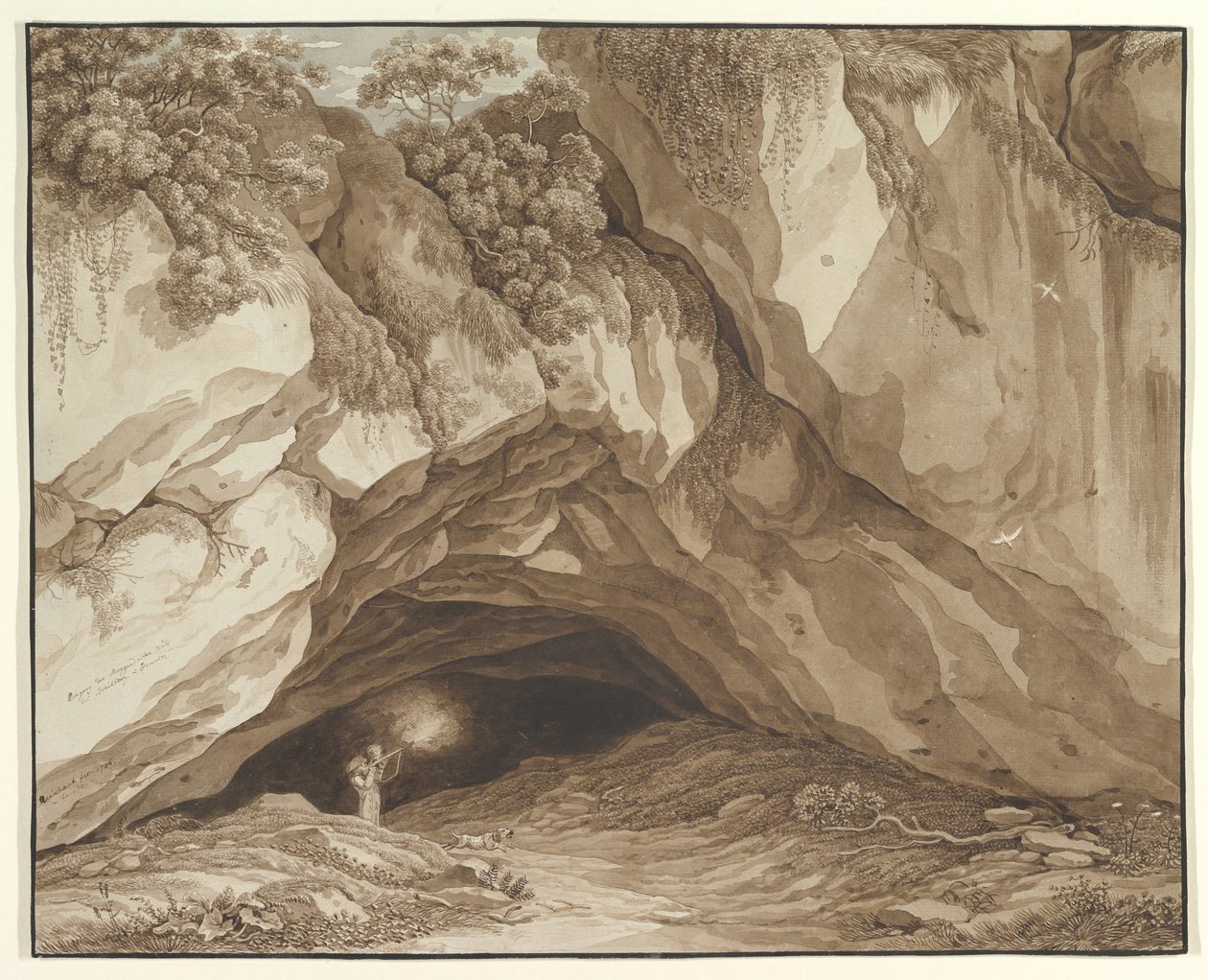 Paisagem rochosa com caçadores de Johann Christian Reinhart