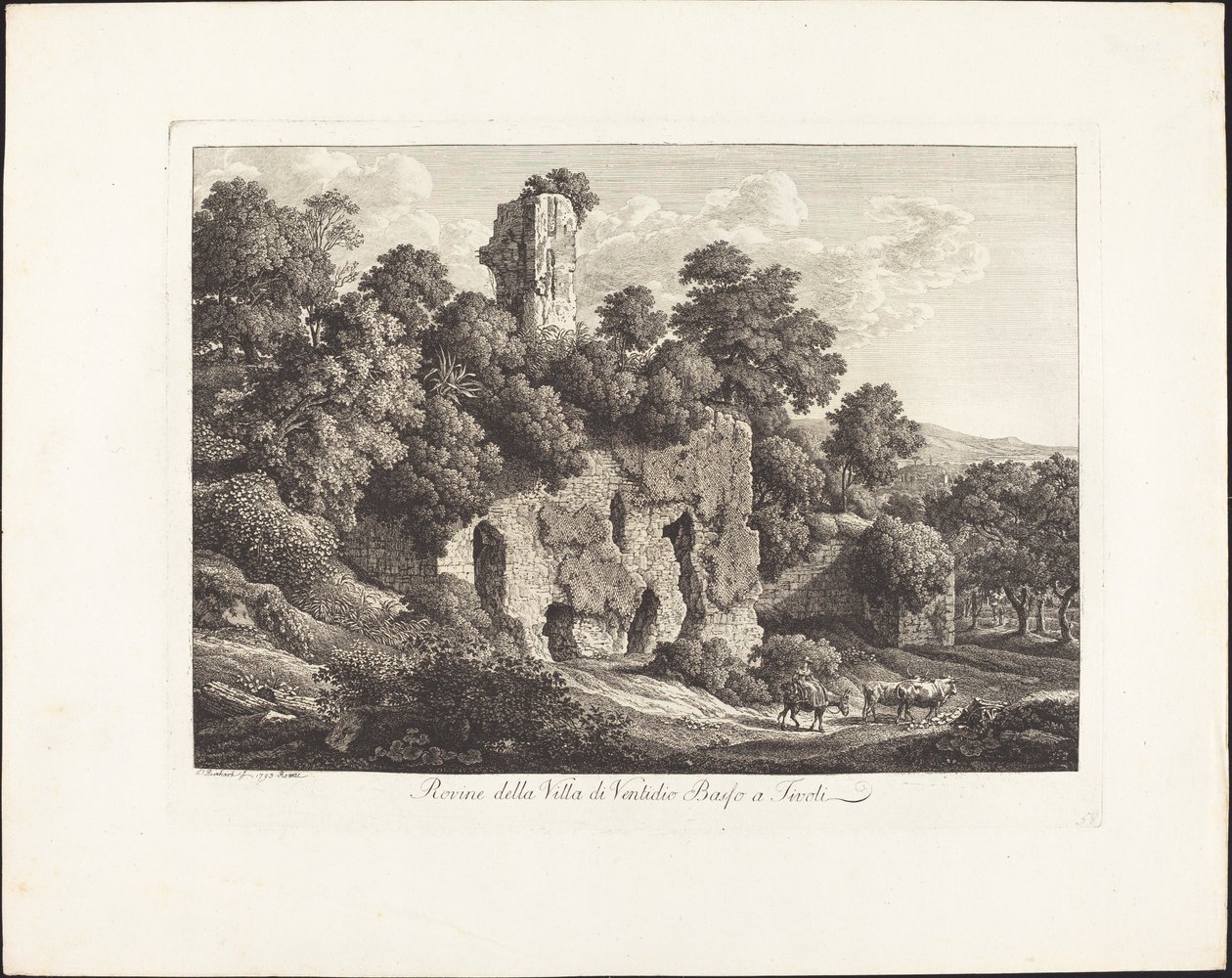Ruínas da vila de Ventidio Basso em Tivoli de Johann Christian Reinhart