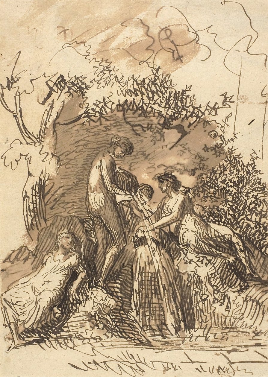 Meninas em uma fonte, c.1790-99 de Johann Christian Reinhart