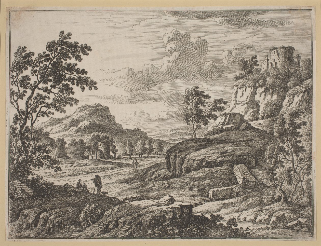 Paisagem com duas torres em ruínas. de Johann Christoph Dietzsch