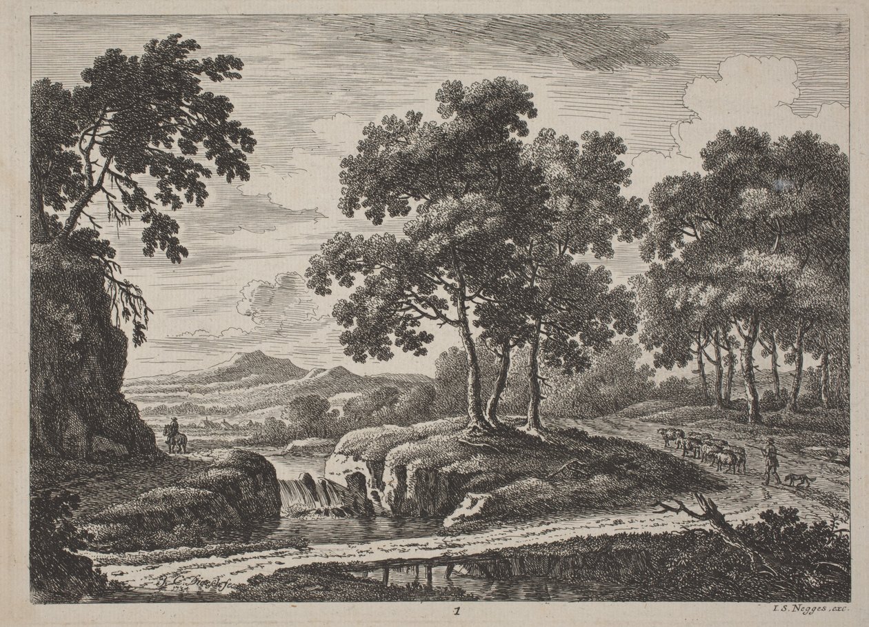 Paisagens Panorâmicas do Rio com Viajantes, 1734. de Johann Christoph Dietzsch