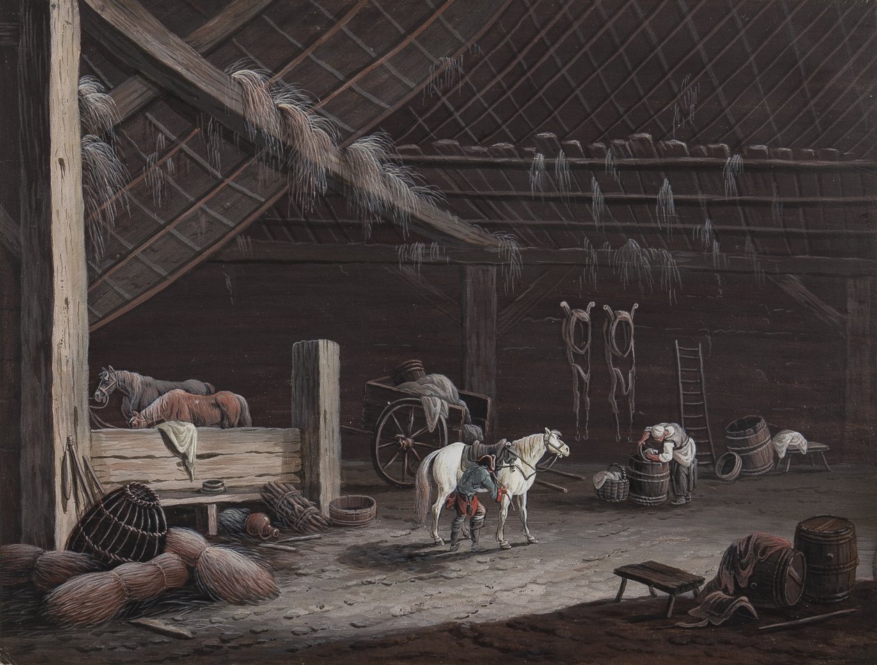 O cavalo branco: interior do celeiro de Johann Christoph Dietzsch