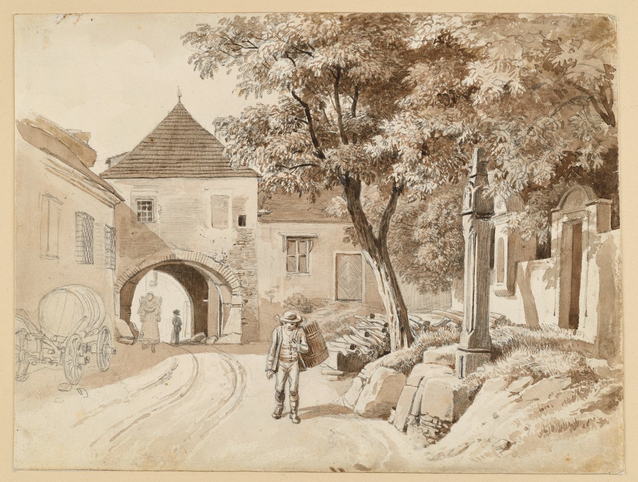 A antiga coluna em Oberdöbling junto à casa Westerhauser de Johann Christoph Erhard