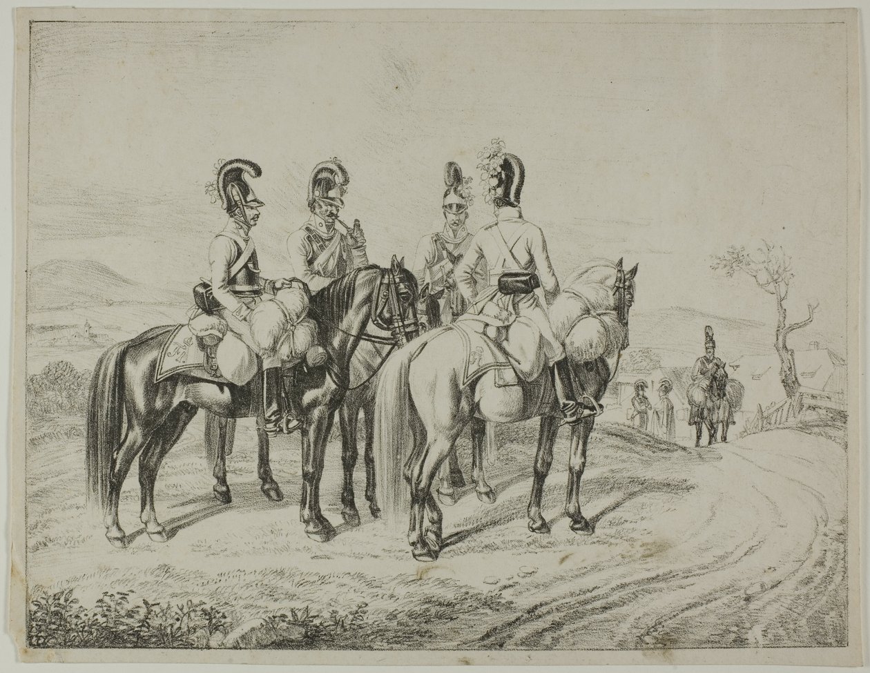 Quatro Cuirassiers em um declive de Johann Christoph Erhard
