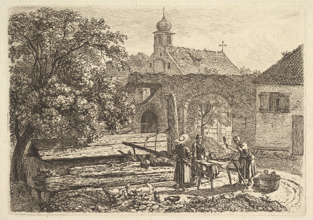 Lavadeira junto a um poço artesiano de Johann Christoph Erhard