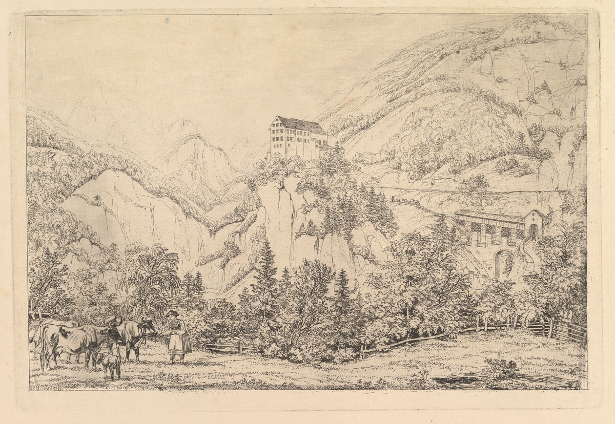 St. Georgsberg perto de Schweiz, no Tirol, segundo Klein de Johann Christoph Erhard