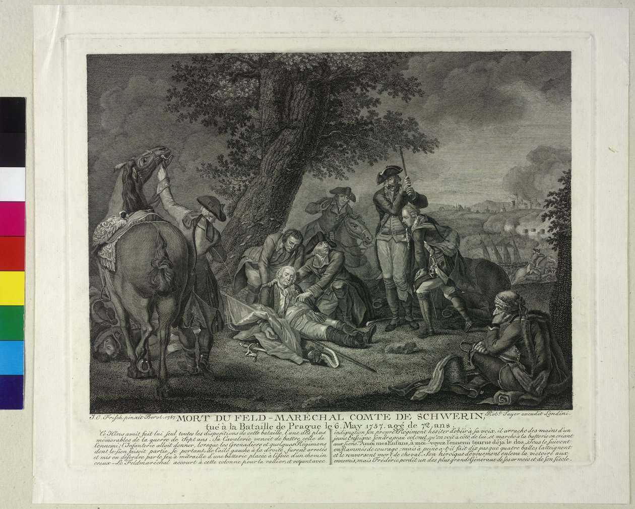 Morte do marquês Kurt Christoph von Schwerin durante a batalha de Praga de 1757 de Johann Christoph Frisch