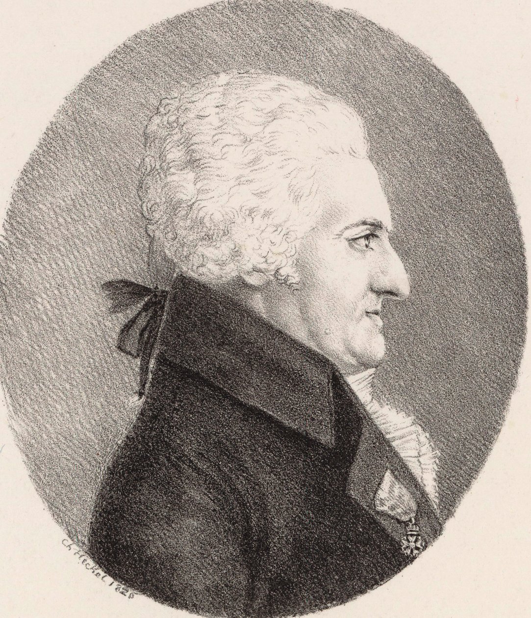Retrato do compositor Pierre-Alexandre Monsigny 1729-1817, 1826. de Johann Christoph Heckel