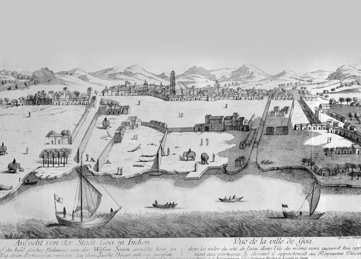 Cidade de Goa, c.1780 (gravura) de Johann Christoph Nabholz
