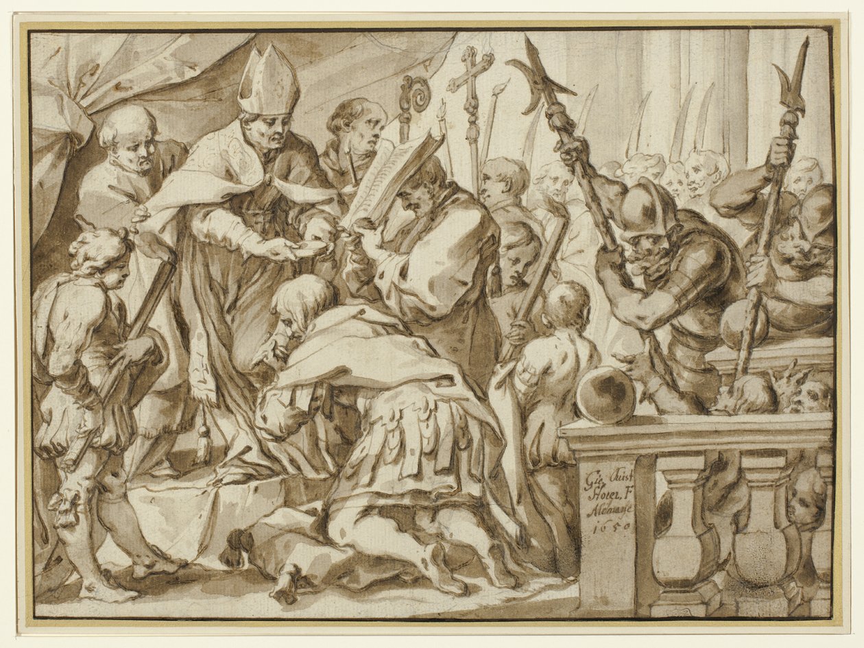 Coroação de Otão o Grande na Igreja de Santo Ambrósio, Milão de Johann Christoph Storer