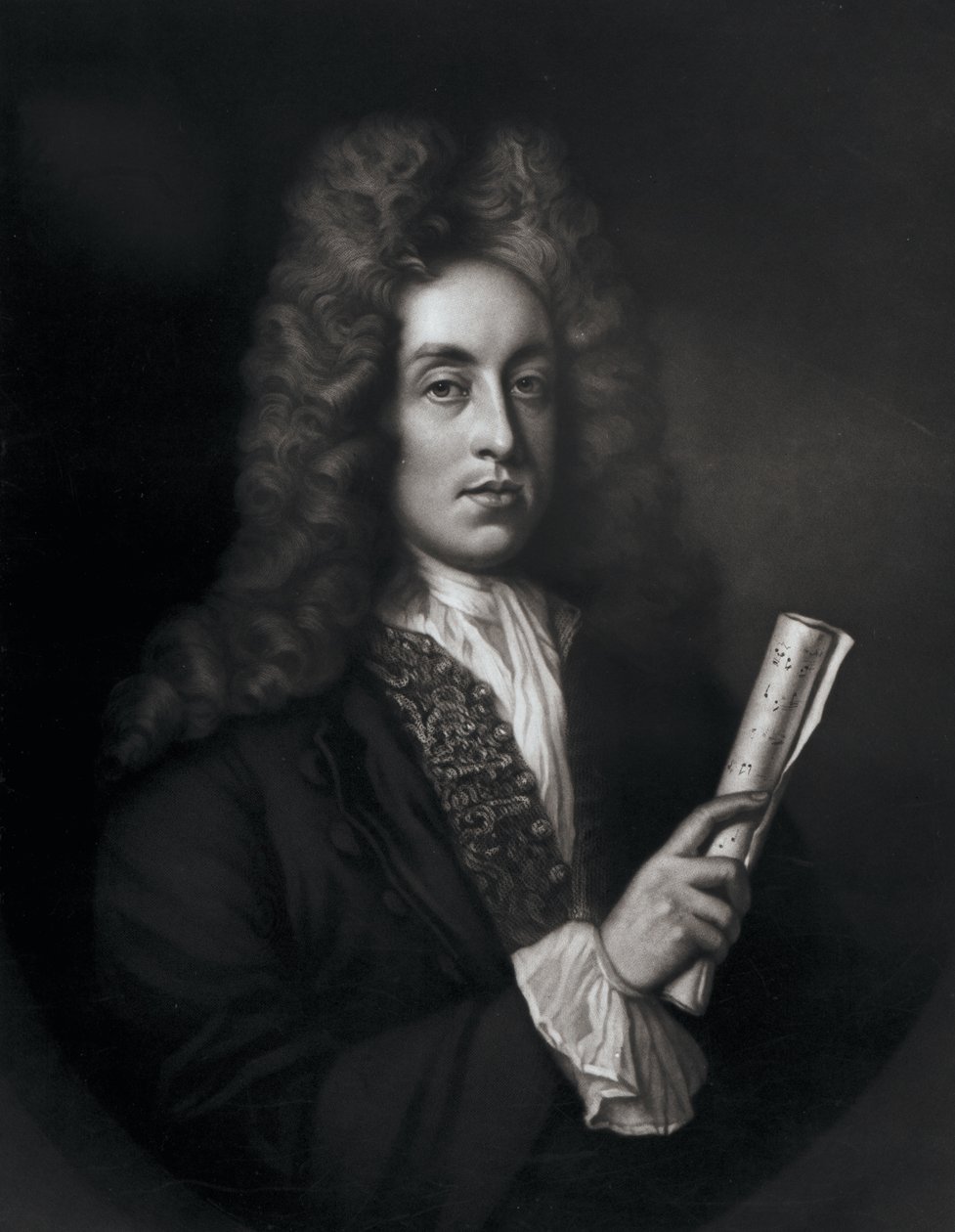 Retrato de Henry Purcell gravado por George J. Zobel de Johann Closterman