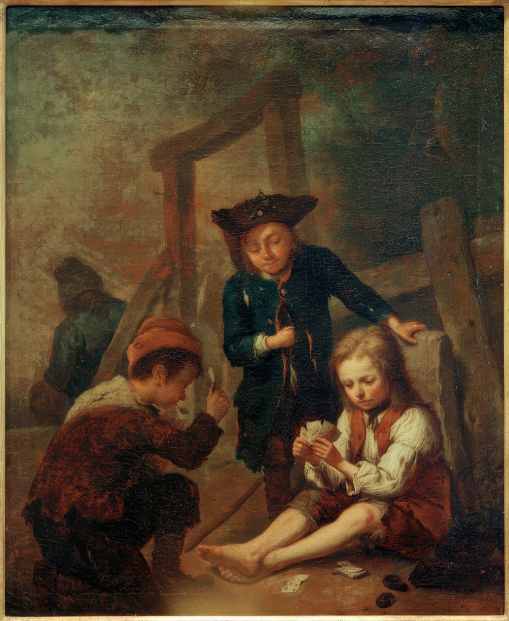 Cartas jogando meninos de Johann Conrad Seekatz