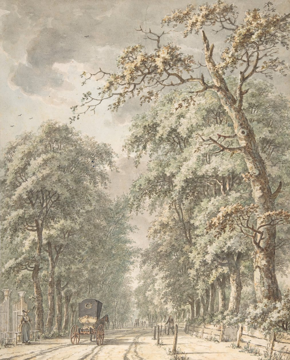 A estrada Amstelveen de Amsterdã em direção a Amstelveen, meados do século XVIII ao final do século XVIII. de Johann Edler Goll van Franckenstein