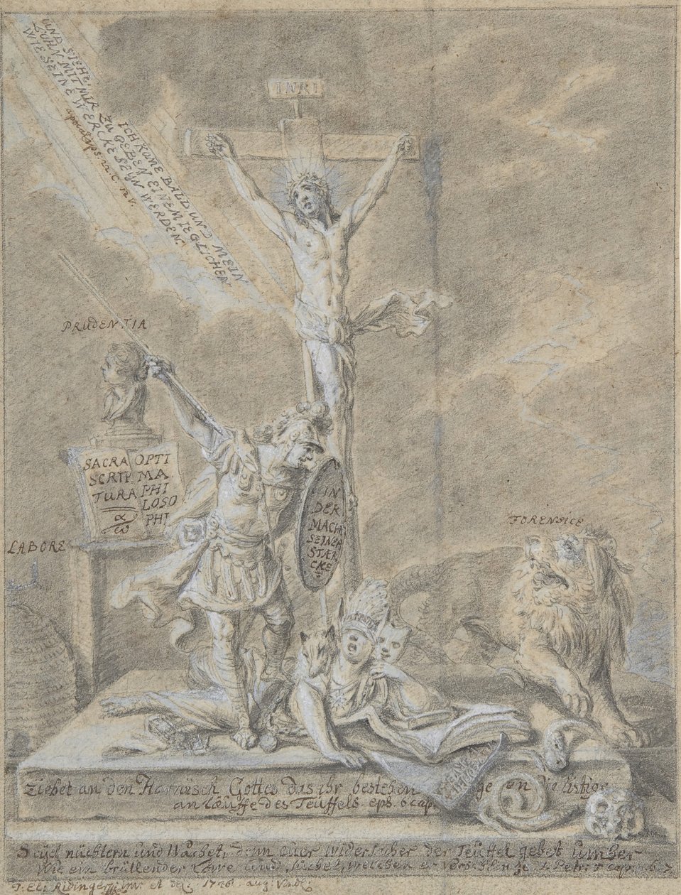 Alegoria das Virtudes Cristãs, 1746. de Johann Elias Ridinger