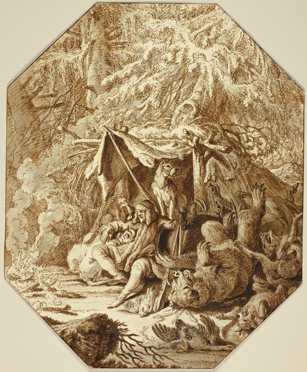 O caçador ousado, resistindo no inverno de Johann Elias Ridinger