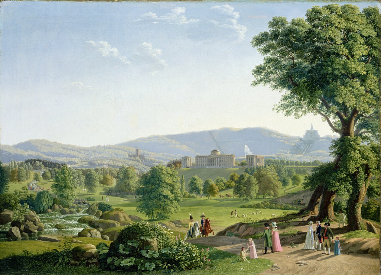 Castelo de Wilhelmshoehe com a Floresta Habichtswald de Johann Erdmann Hummel